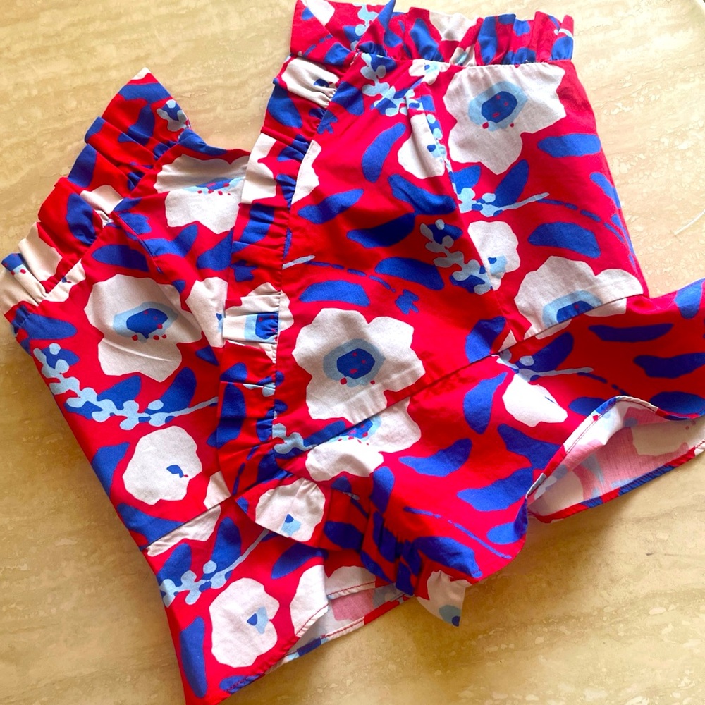 Anthropologie HUTCH Corset Strapless Ruffle Top Women size 6 Vibrant Colors